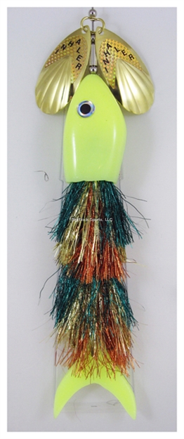 Picture of Inhaler Airhead Twin Blade Musky Bait,  Firefly Firetiger/Brass-Black/Yellow