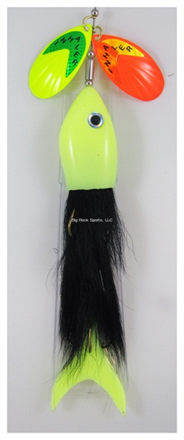 Picture of Inhaler Airhead Twin Blade Musky Bait, Org-Chart/Black -Black-Yellow