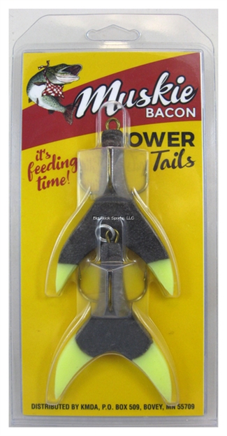 Picture of Inhaler Musky Bacon Power Tail, XL 5/0, Black/Yellow Tip, 2 PK