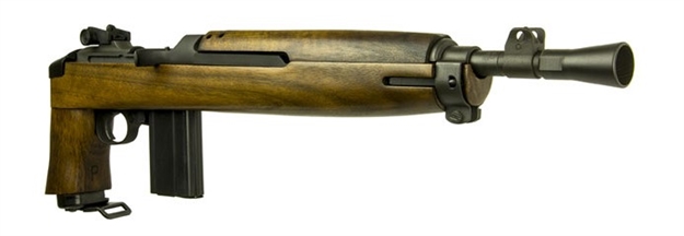 Picture of  Inland Mfg Ilm200 Advisor M1 30 Carbine 15+1 12" Threaded Barrel W/Conical Flash Hider,  Black Parkerized Metal Finish, Type 2 Barrel Band, Round Bolt, Low Wood Walnut Stock