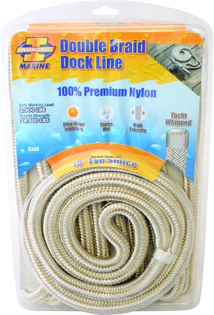 Picture of Invincible Marine Dock Line 1/2"X25' Hand Spliced Double Braid Gold