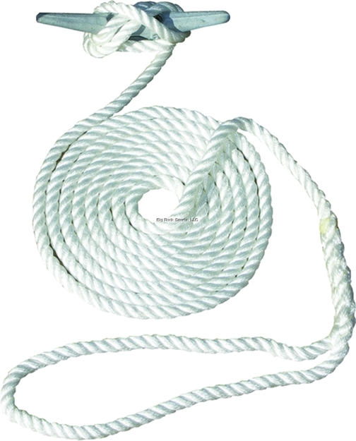 Picture of Invincible Marine Dock Line, Twisted Nylon, 1/2"X20' Hand Spliced 3-Strand White