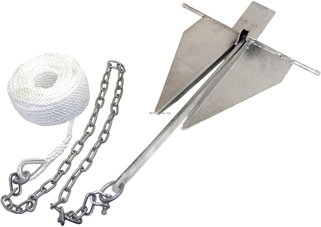 Picture of Invincible Marine Fluke Anchor Kit, #13 Galvanized 14Lb, 3/8" X 100' Nylon Rope W/Galv. Thimble, 5/16" X 6' Galv. Chain W/2Pcs 5/16" Shackle