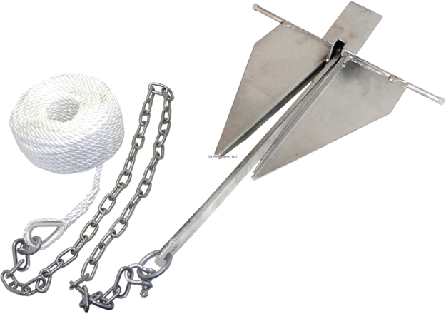 Picture of Invincible Marine Fluke Anchor Kit, #8 Galvanized 9Lb, 3/8" X 100' Nylon Rope W/Galv. Thimble, 5/16" X 6' Galv. Chain W/2Pcs 5/16" Shackle