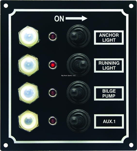 Picture of Invincible Marine Led 4 Switch Panel W/Breakers And Booted Toggles