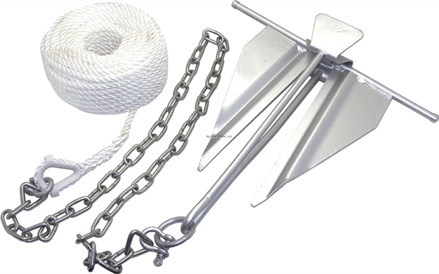 Picture of Invincible Marine Slip Ring Anchor Kit, #10 Galv.(#50358) & 2Pcs-5/16" Shackle (#55032)-3/8" X 100' Nylon Rope W/Galv. Thimble-1/4" X 4' Chain