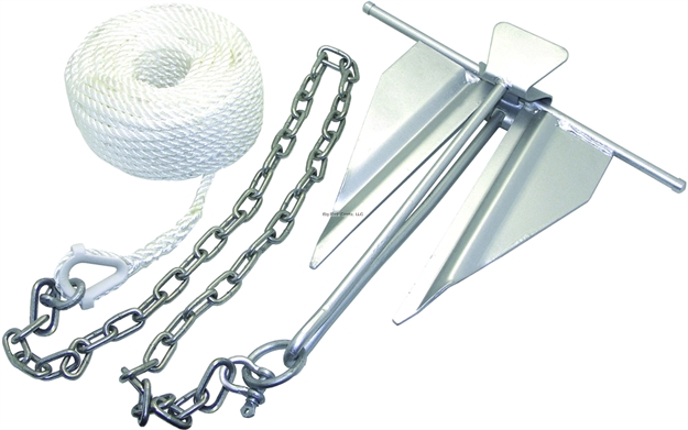 Picture of Invincible Marine Slip Ring Anchor Kit, #7 Galv.(#50356), 2Pcs - 5/16" Shackle(#55032)- 3/8" X 50' Nylon Rope W/Galv. Thimble - 1/4" X 4' Chain