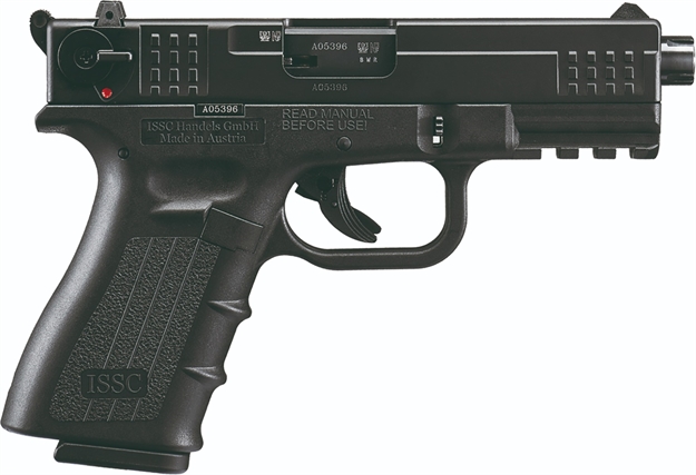 Picture of  Issc 111010 M22 Gen 2 22 LR 10+1 4.10" Threaded Barrel, Front & Rear Serrated Steel Slide, Polymer Frame W/Picatinny Accessory Rail, Black Textured Polymer Grip 689585855702