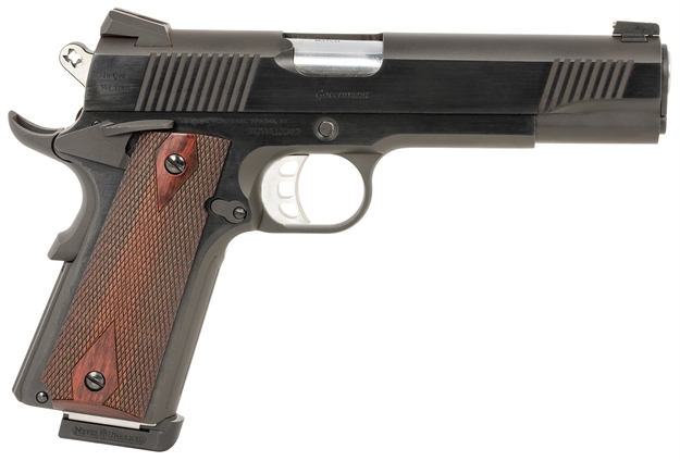 Picture of  Tyler Gun Works Tgwgvbl45 Custom 1911 Government Full Size Frame 45 Acp 7+1 5" Stainless Match Grade Barrel, Blued Serrated Steel Slide & Steel Frame W/Beavertail, Walnut Grip