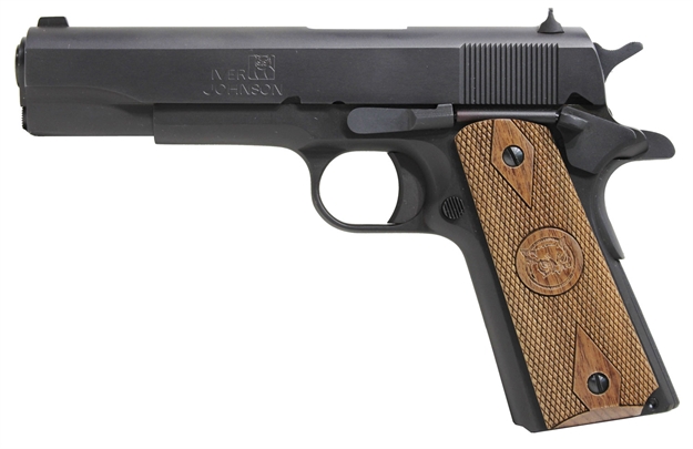Picture of Iver Johnson Arms 1911A19 1911 A1  9Mm Luger 9+1 5" Black Steel Barrel, Matte Black Serrated Steel Slide, Matte Black Steel Frame W/Beavertail, Checkered Double Diamond Walnut Grip GIJ12 610696740700