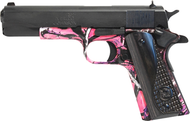 Picture of Iver Johnson Arms Johnson 1911A1 .45Acp 5" FS 8Rd Black/Muddy Girl Wood