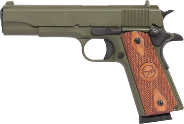 Picture of Iver Johnson Johnson 1911A1 .45Acp 5" FS 8Rd Cerakote OD Green Wood