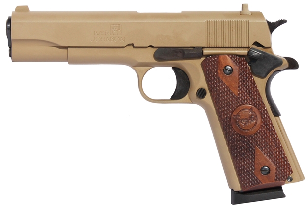 Picture of Iver Johnson Johnson 1911A1 .45Acp 5" FS 8Rd Cerakote Tan Wood