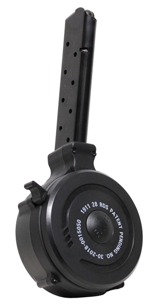 Picture of Iver Johnson Arms Ij1911drum45 1911  28Rd Drum 45 Acp Black Metal W/Polymer Floor Plate MAG191128