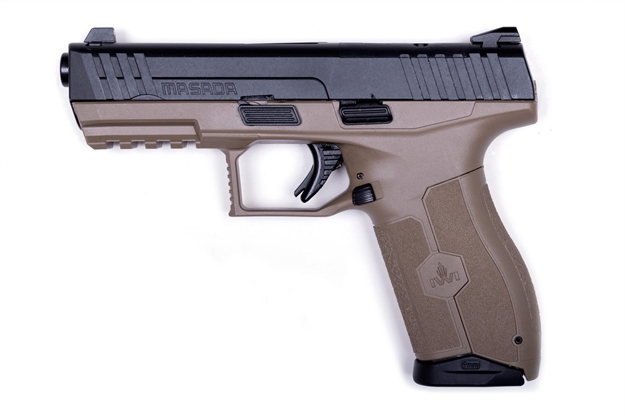 Picture of  Iwi US M9orp17 Masada  9Mm Luger 17+1 4.10" Black Button Rifled Steel Barrel/Black Optic Ready/Serrated Slide/Black Polymer Frame W/Picatinny Rail/Black Polymer Grips Ambidextrous 818004020838