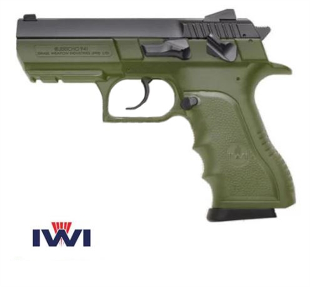 Picture of  Iwi US J941psl9od-Ii Jericho 941 Enhanced 9Mm Luger Caliber With 3.80" Barrel, 17+1 Capacity, OD Green Finish Picatinny Rail Frame, Serrated Black Steel Slide & Polymer Grip