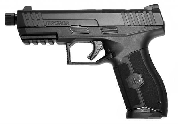 Picture of  Iwi US M9orp10t Masada Tactical 9Mm Luger 10+1 4.60" Black Button Rifled/Threaded Steel Barrel/Black Optic Ready/Serrated Slide/Black Polymer Frame W/Picatinny Rail/Black Polymer Grips Ambidextrous