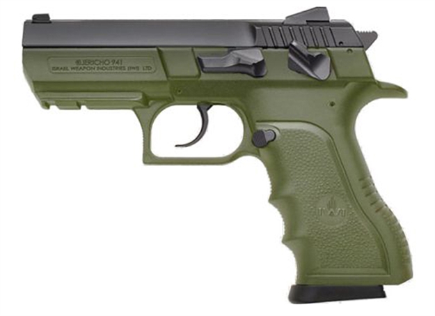 Picture of  Iwi US J941pl9od-Ii Jericho 941 Enhanced 9Mm Luger Caliber With 4.40" Barrel, 17+1 Capacity, OD Green Finish Picatinny Rail Frame, Serrated Black Steel Slide & Polymer Grip 818004021781