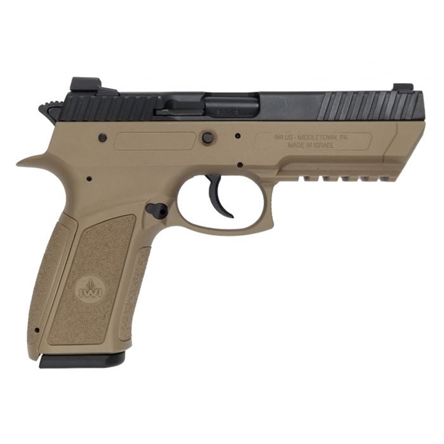 Picture of Iwi US J941pl9fd-Ii Jericho 941 Enhanced 9Mm Luger Caliber With 4.40" Barrel, 17+1 Capacity, Flat Dark Earth Finish Picatinny Rail Frame, Serrated Black Steel Slide & Polymer Grip J941PL9-FD