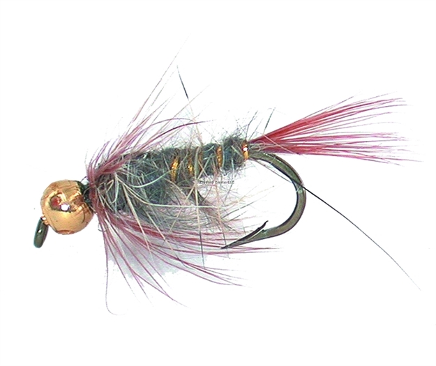 Picture of Jackson Cardinal Nymph Fly, #14, Beadhead Gold Ribbed Hare's Ear