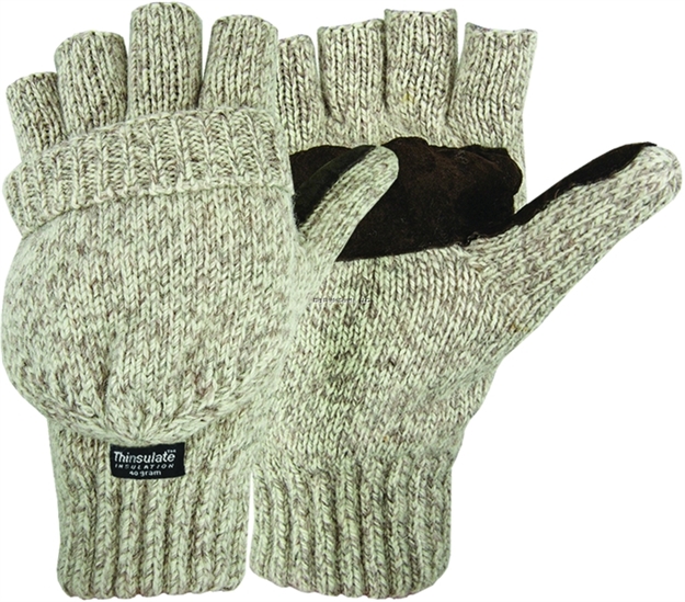Picture of Hot Shot Insulated Ragg Wool Pop-Top Mitten, 40Gr Thinsulite Insulation, Oatmeal, One Size