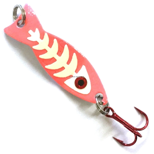 Picture of JB Lures Ghost Spoon - Glow Bones -  Glow-Red