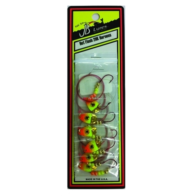 Picture of JB Lures Hot Flash 2 Hook Harness 2 Ind Blade #4,#6 Hook HG Chartreuse Orange 6/Cd