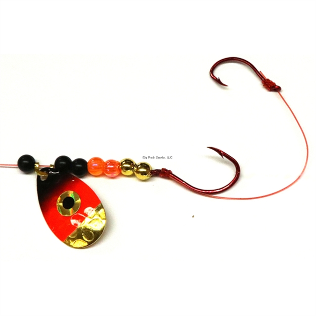 Picture of JB Lures Hot Flash 2 Hook Harness 2 Ind Blade #4,#6 Hook HG Orange Black 6/Cd