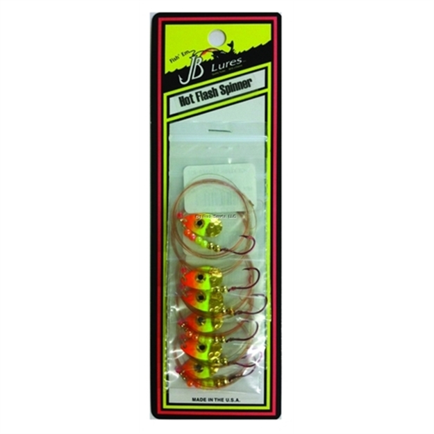 Picture of JB Lures Hot Flash Spinner Rig 2 Ind Blade #4 Hook HG Chartreuse Orange 6/Cd