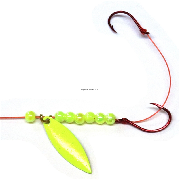 Picture of JB Lures Lil' Willy 2 Hook Harness W2, #4,6 Red Hook, Chartreuse, 6/Cd