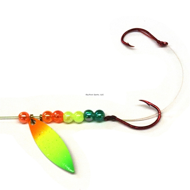 Picture of JB Lures Lil' Willy 2 Hook Harness W2, #4,6 Red Hook, Firetiger, 6/Cd