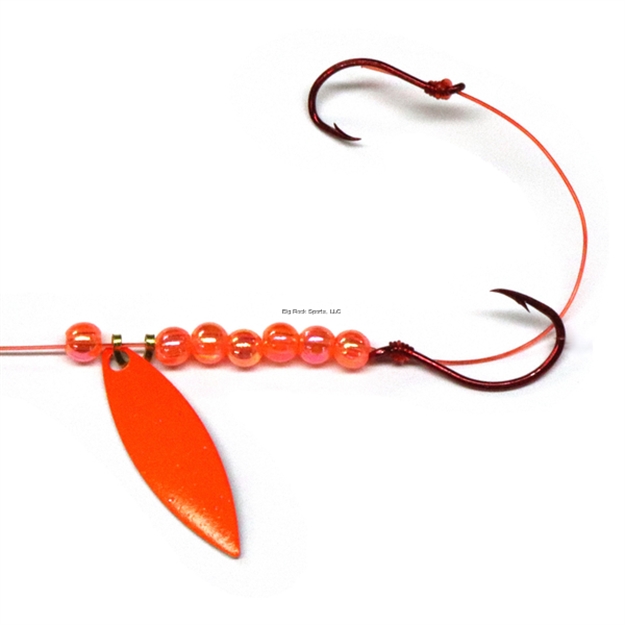 Picture of JB Lures Lil' Willy 2 Hook Harness W2, #4,6 Red Hook, Orange, 6/Cd