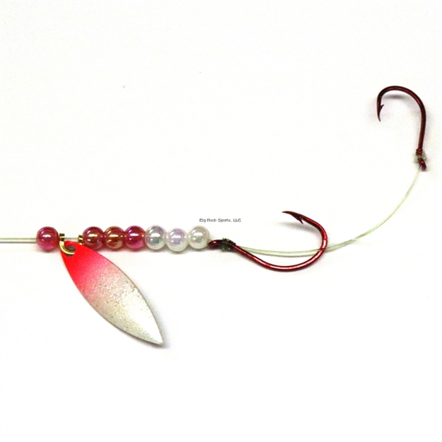 Picture of JB Lures Lil' Willy 2 Hook Harness W2, #4,6 Red Hook, Pearl-Red, 6/Cd
