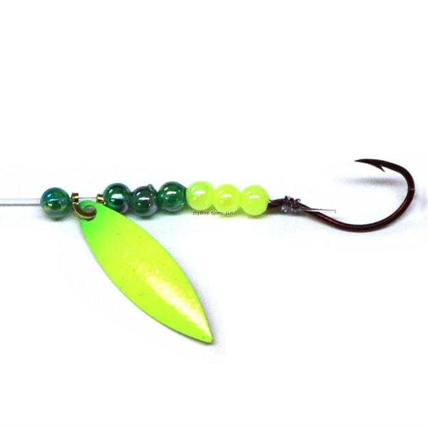 Picture of JB Lures Lil' Willy Spinner Rig W2, #4 Red Hook, Chartreuse-Orange, 6/Cd