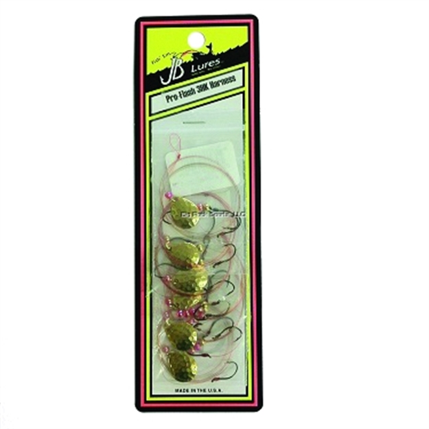 Picture of JB Lures Pro-Flash 3 Hook Harness 2Col Blade #4 Hook Hammered Gold 6/Cd