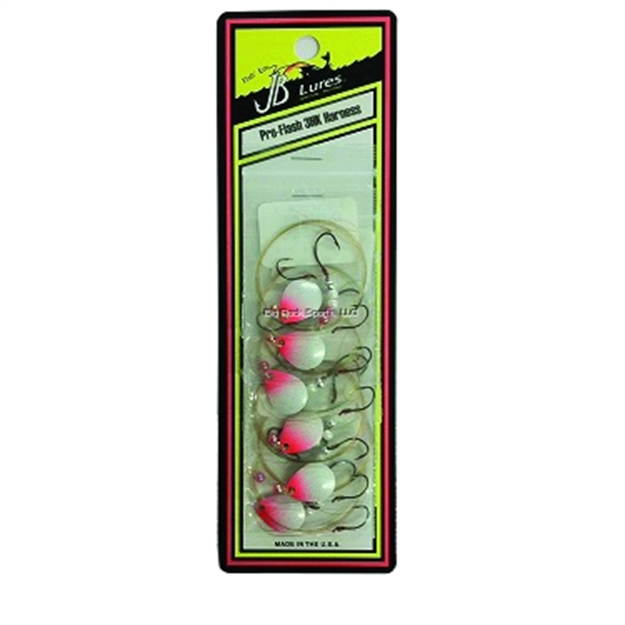 Picture of JB Lures Pro-Flash 3 Hook Harness 2Col Blade #4 Hook Pearl Red 6/Cd