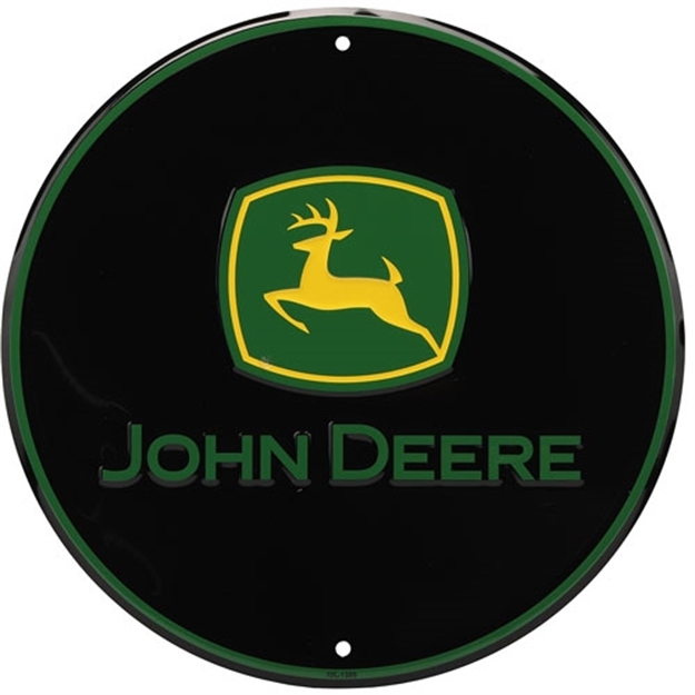 Picture of John Deere  Road Brands Embossed Tin Sign  Black 12"X12"