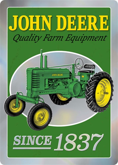 Picture of John Deere Road Brands Die Cut Tin Sign JD W/Prismatic Knock Out