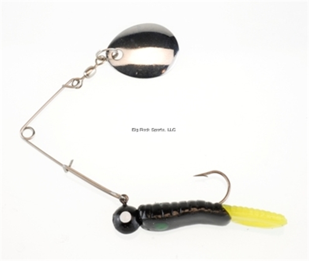 Picture of Johnson Beetle Spin Jig, 1 1/2", 1/8 Oz, Black/Chartreuse, Nickel Blade, 3/Pack
