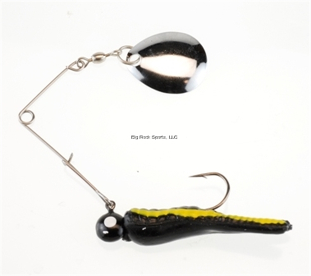 Picture of Johnson Beetle Spin Jig, 1 1/2", 1/8 Oz, Black/Yellow Stripe, Nickel Blade, 3/Pack
