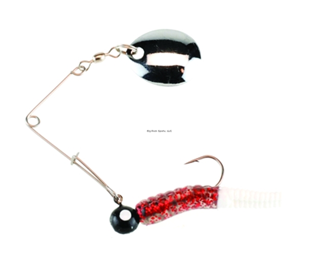Picture of Johnson Beetle Spin Jig, 1 1/2", 1/8 Oz, Red Sparkle/White, Nickel Blade, 3/Pack