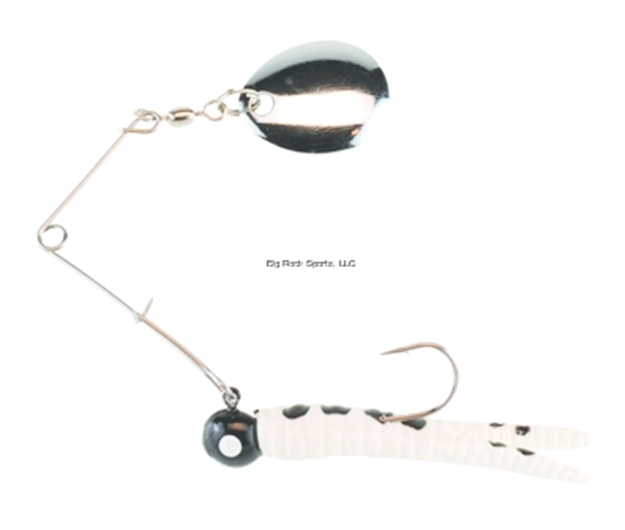 Picture of Johnson Beetle Spin Jig, 1 1/2", 1/8 Oz, White/Black Spots, Nickel Blade, 3/Pack