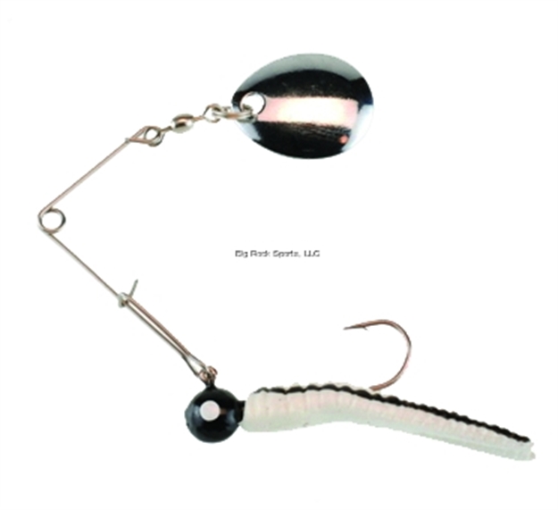 Picture of Johnson Beetle Spin Jig, 1 1/2", 1/8 Oz, White/Black Stripe, Nickel Blade, 3/Pack
