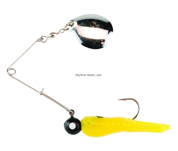 Picture of Johnson Beetle Spin Jig, 1 1/2", 1/8 Oz, Yellow/Black Dot, Nickel Blade, 3/Pack