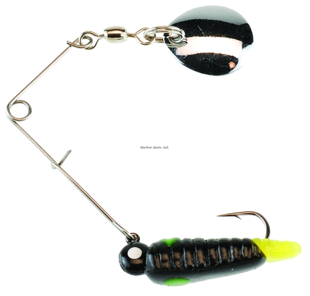 Picture of Johnson Beetle Spin Jig, 1", 1/32 Oz, Black/Chartreuse, Nickel Blade, 4/Pack