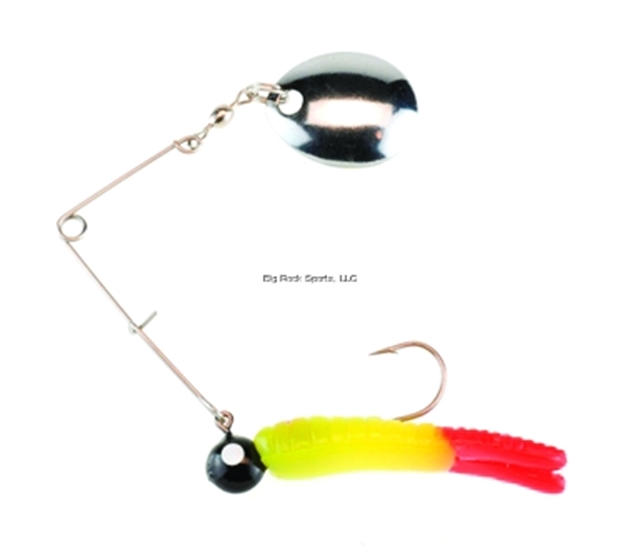 Picture of Johnson Beetle Spin Jig, 1", 1/32 Oz, Chartreuse Firetail, Nickel Blade, 4/Pack
