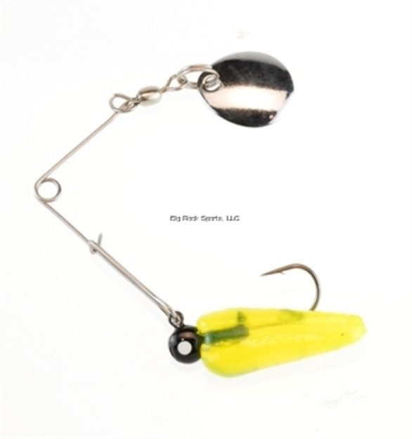 Picture of Johnson Beetle Spin Jig, 1", 1/32 Oz, Fluorescent Chartreuse, Nickel Blade, 4/Pack