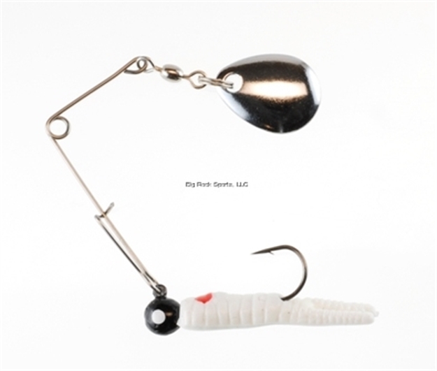 Picture of Johnson Beetle Spin Jig, 1", 1/32 Oz, White/Red Dot, Nickel Blade, 4/Pack