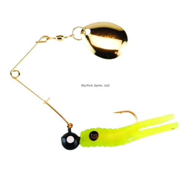 Picture of Johnson Beetle Spin Jig, 1 1/8", 1/16 Oz, Chartreuse/Black Spots, Gold Blade, 3/Pack
