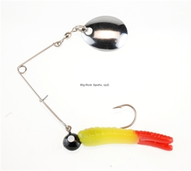 Picture of Johnson Beetle Spin Jig, 1 1/8", 1/16 Oz, Chartreuse Firetail, Nickel Blade, 3/Pack